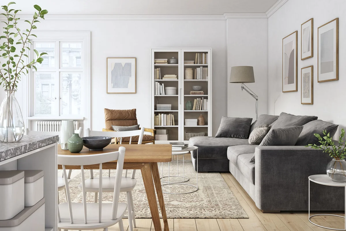 Modern scandinavian living room interior