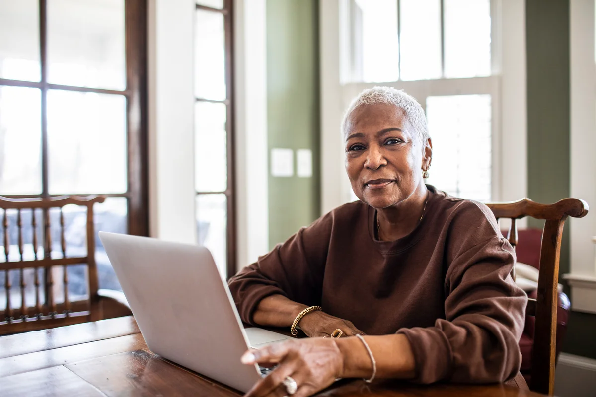 Senior woman doing computer work