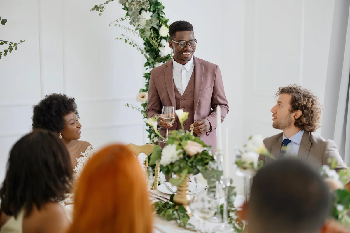 groom giving a wedding speech