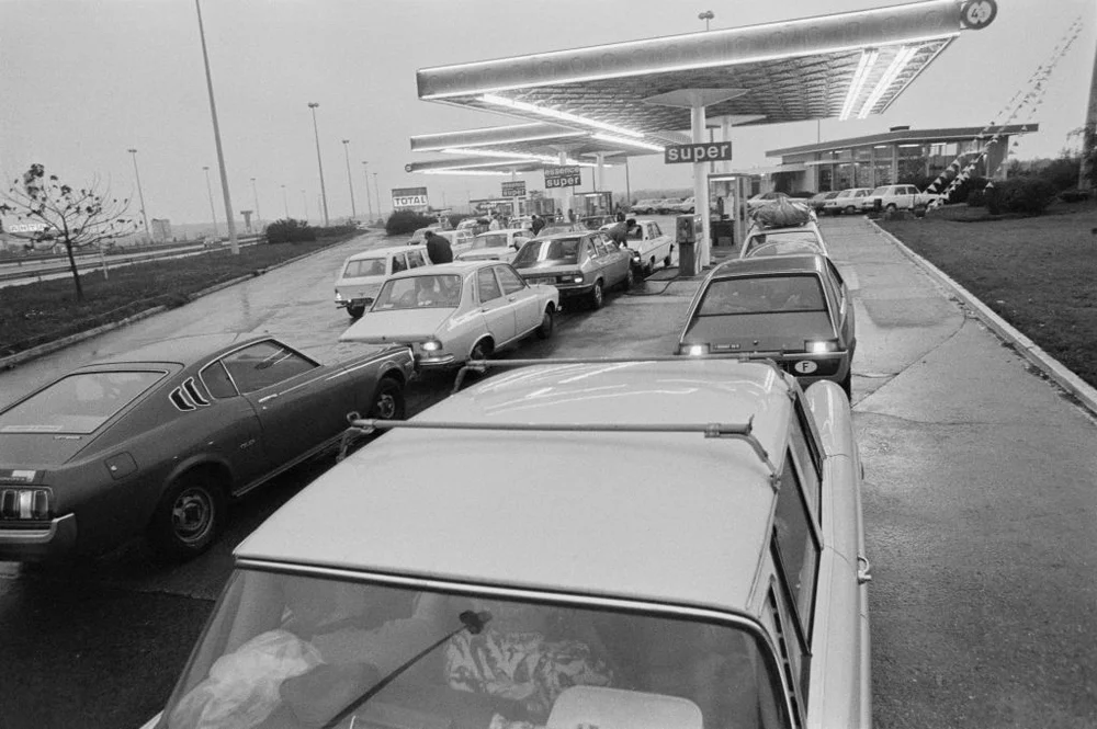 Waiting in line to fill up the tank
