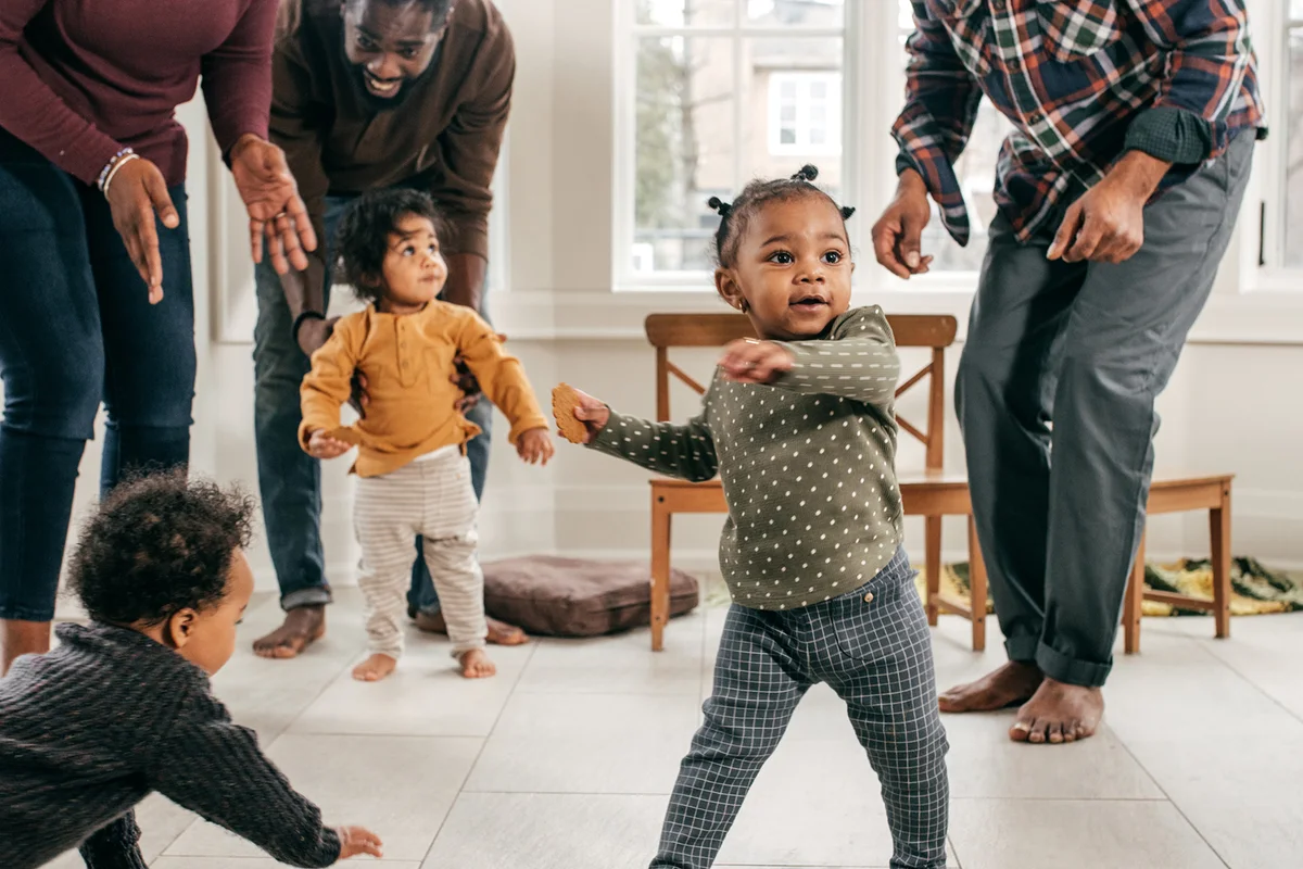 Toddlers and parents during music lesson