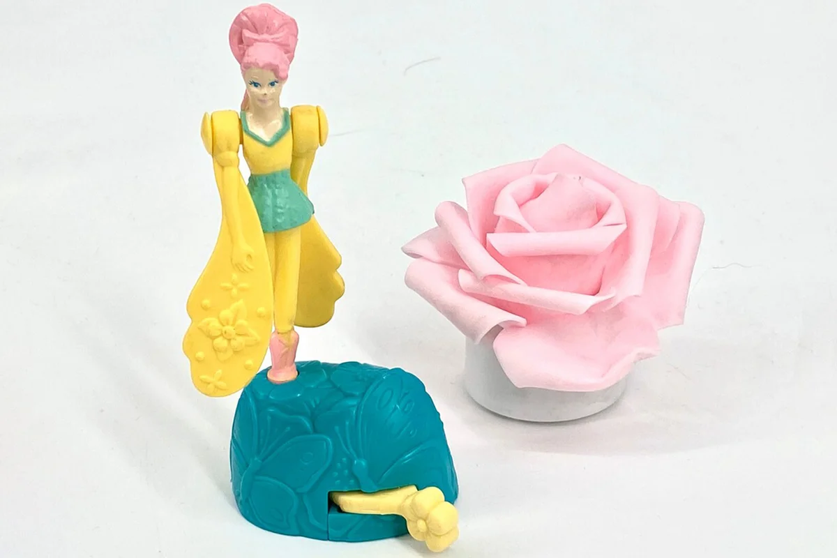 Vintage 1990's McDonald’s Collectible Pink Yellow Teal Sky Dancer Toy w/Launcher