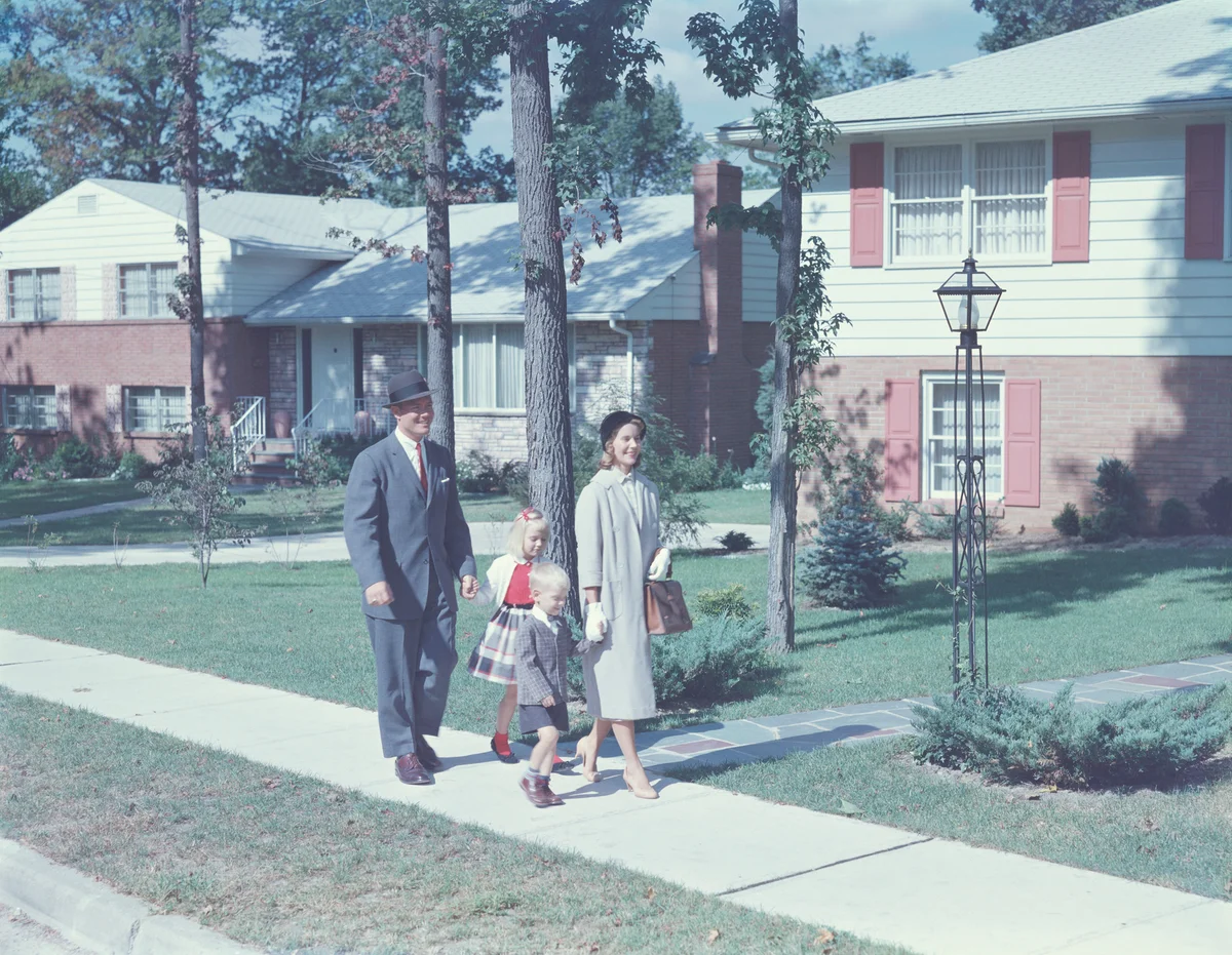50s family walking