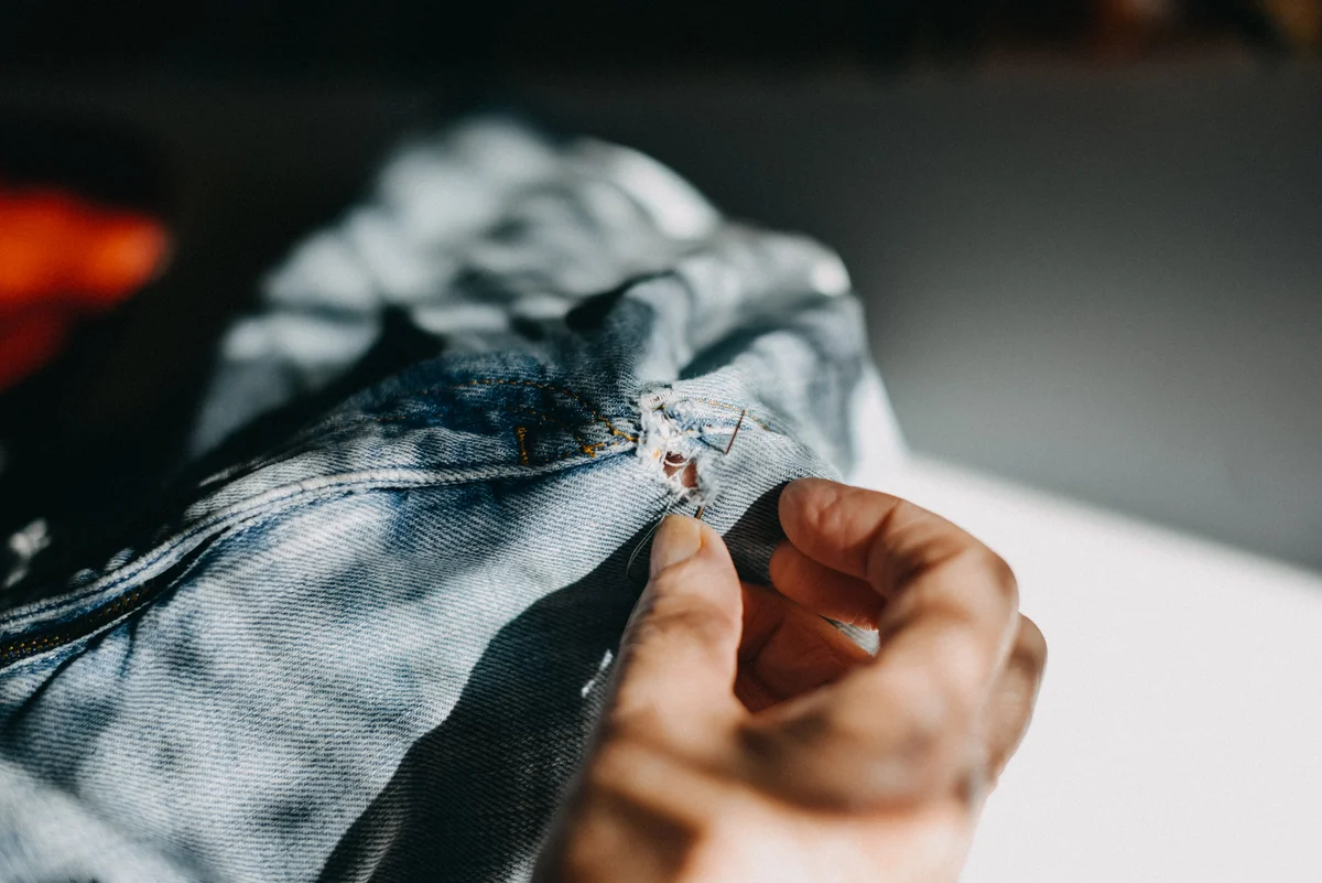 repairing jeans