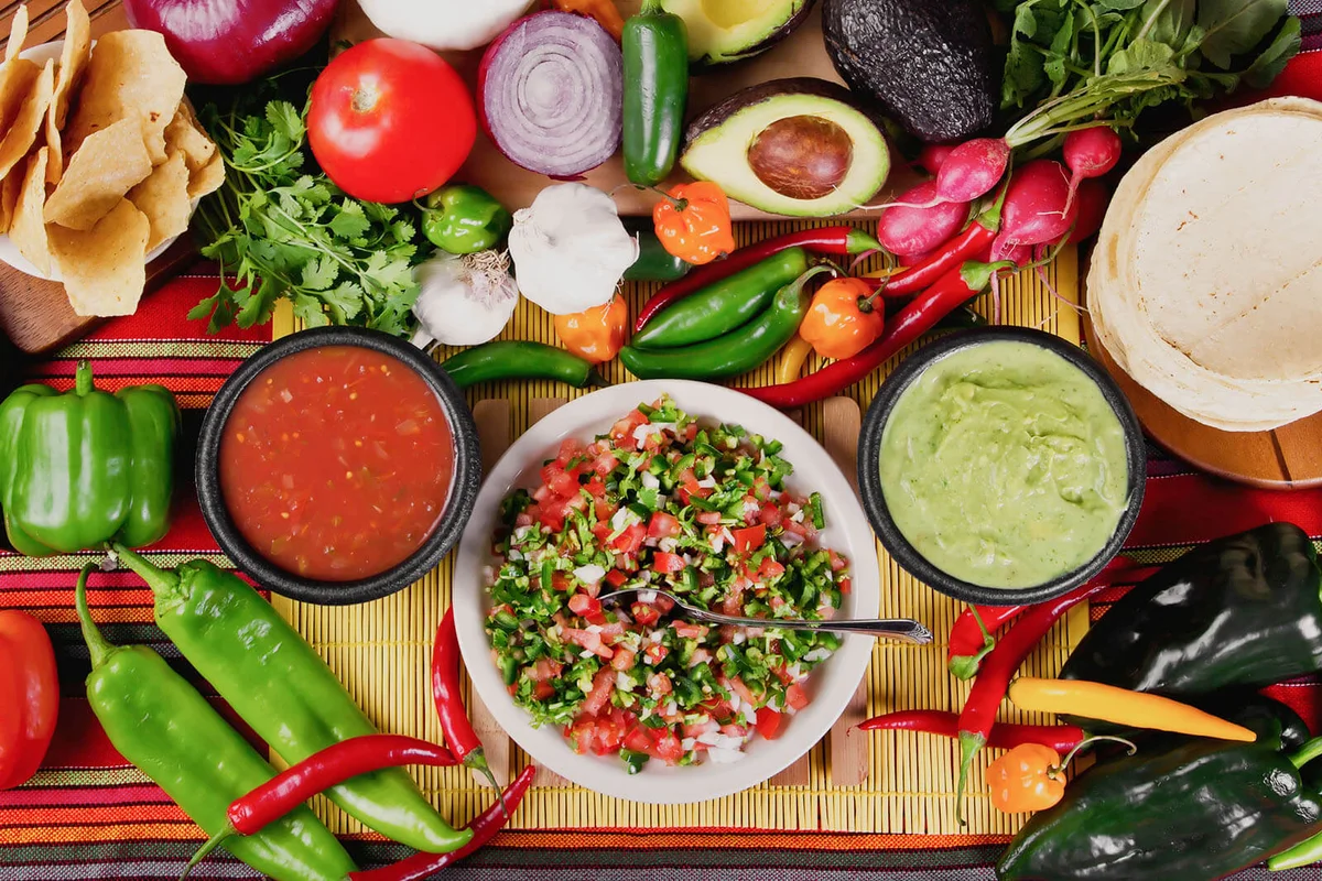 traditional mexican food salsas and ingredients