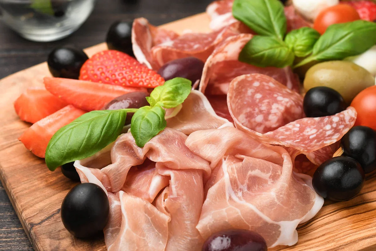 Charcuterie board salami