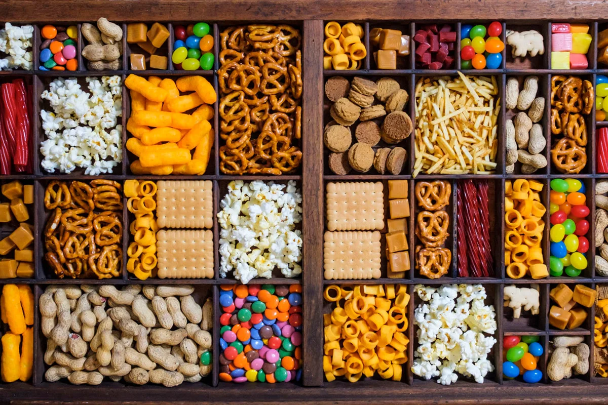Organized Tray Filled With Snack Foods
