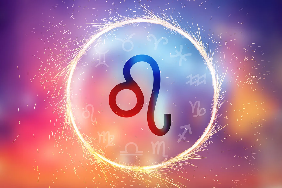 Leo symbol on a colorful background light