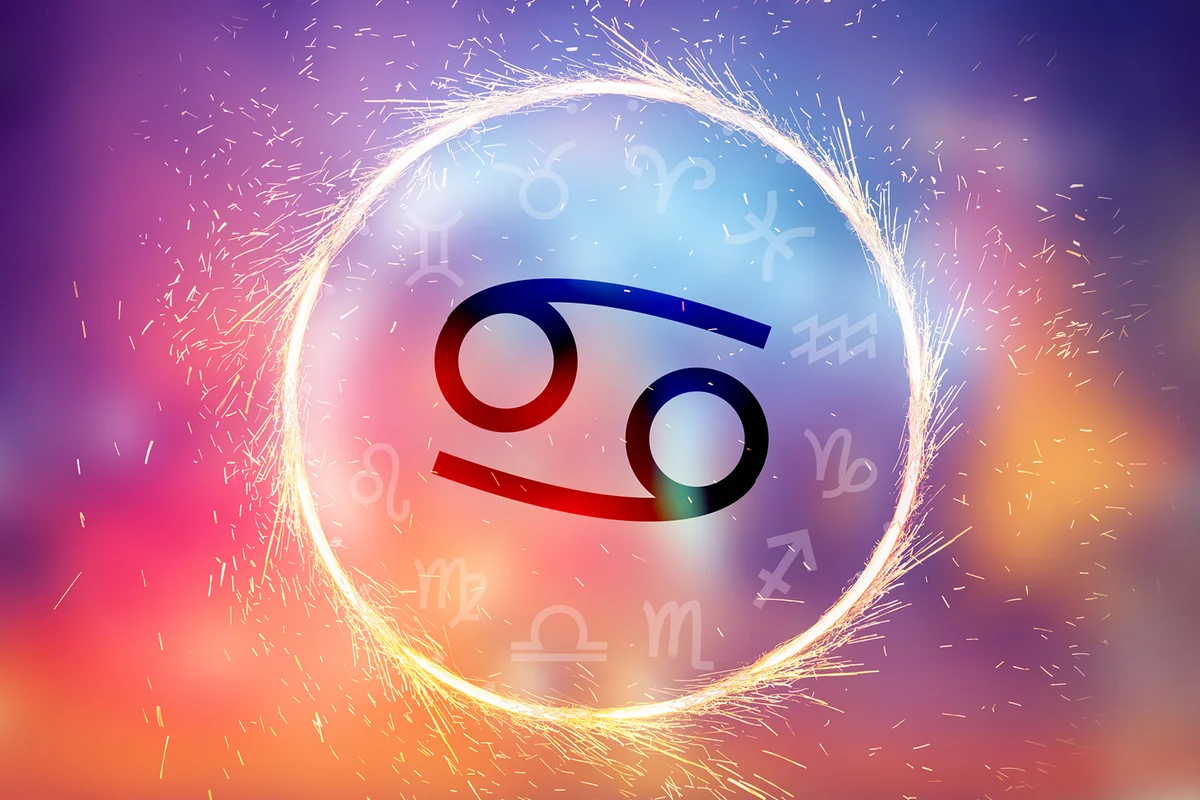 Cancer symbol on a colorful background light