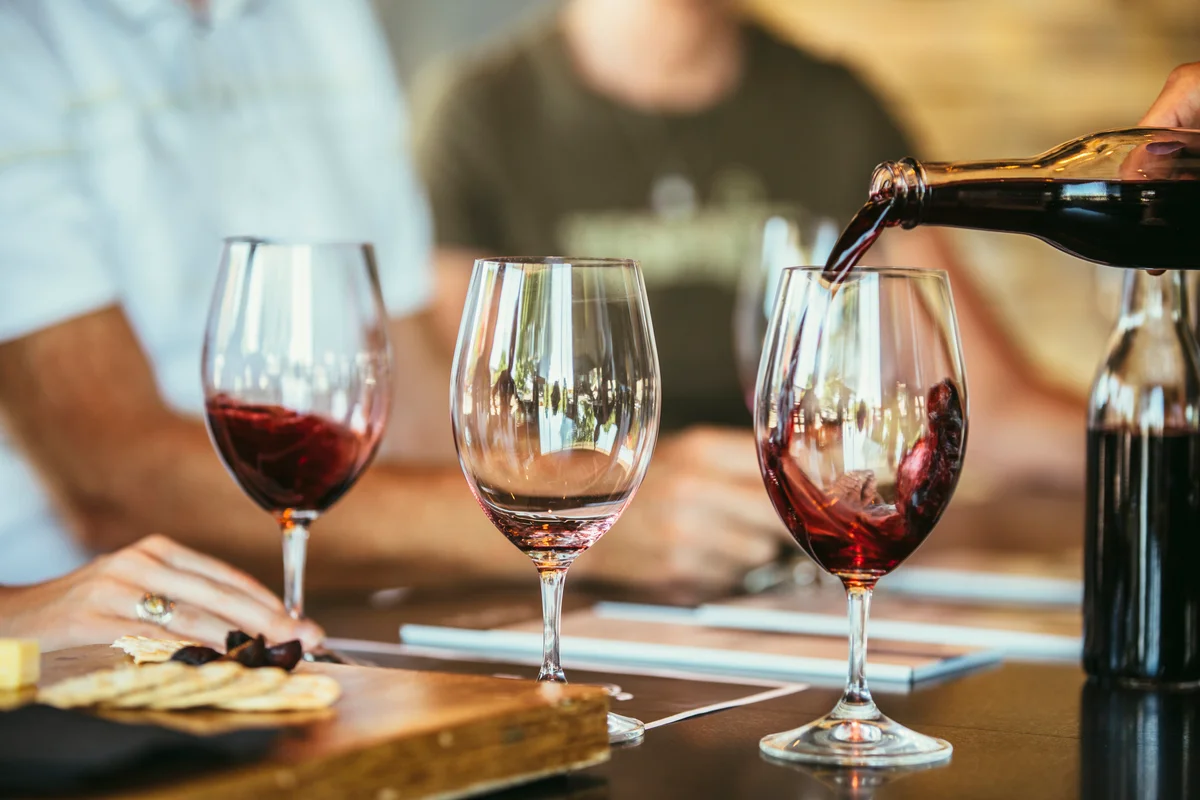 glasses of malbec on a bar
