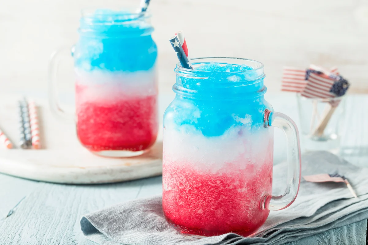 Homemade Patriotic Red White and Blue Slushie Cocktail
