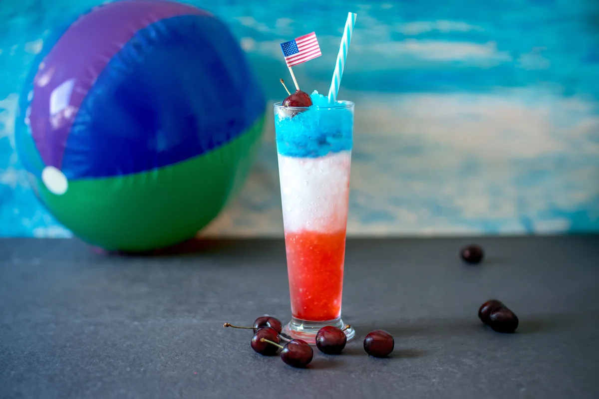 Red white and blue vodka lemonade slush