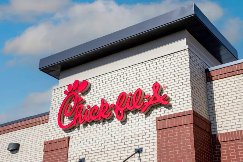 Chick-fil-A logo on restaurant building