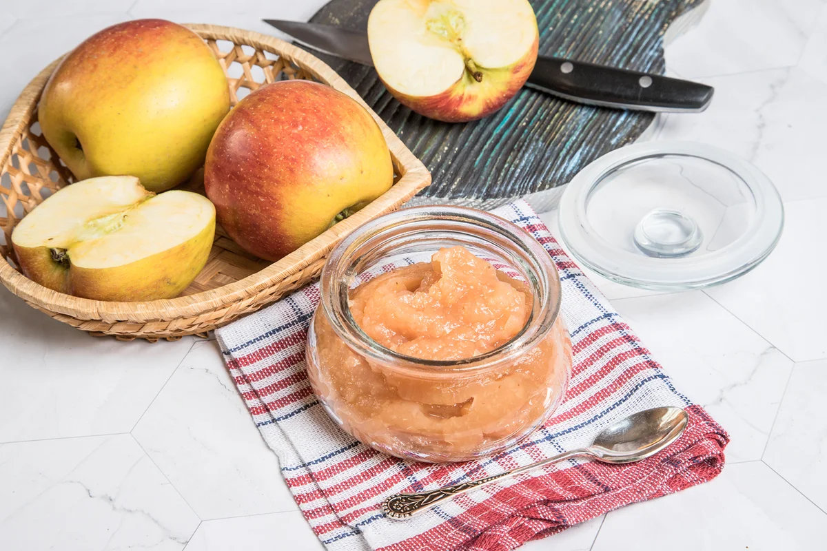 apple puree in a glass jar