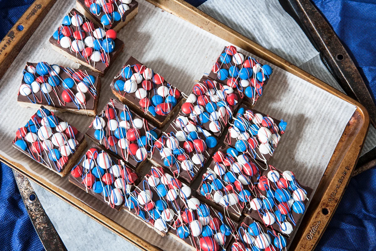 Bar Cookies with Red, White & Blue Candies