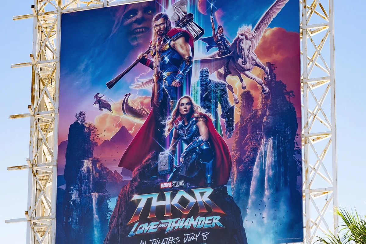 billboard promoting Marvel Studios' 'Thor: Love and Thunder