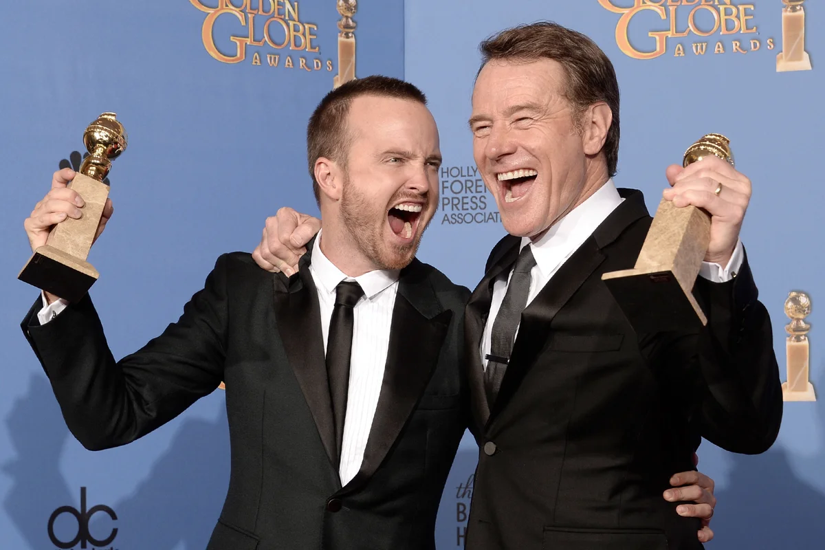 Aaron Paul (L) and Bryan Cranston