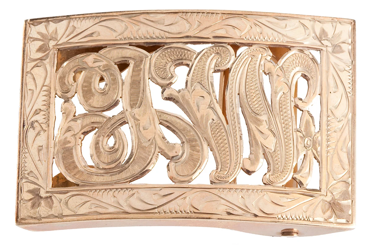 14k Gold Monogram Belt Buckle