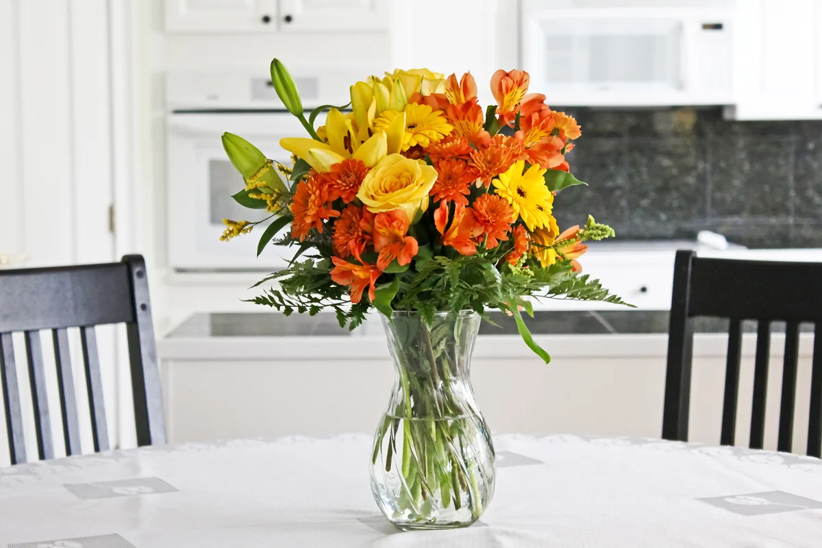 Colorful flowers on table