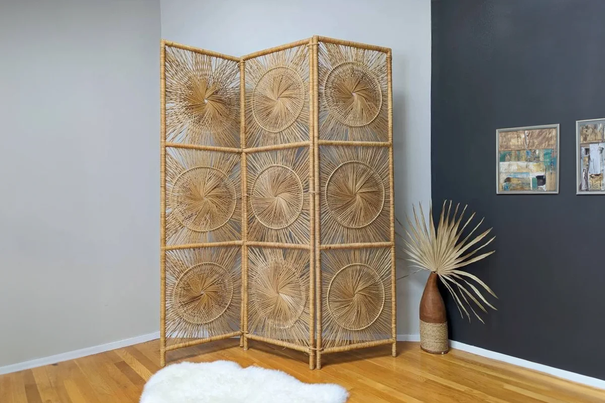 Vintage 1960's Wicker Sunburst Room Divider