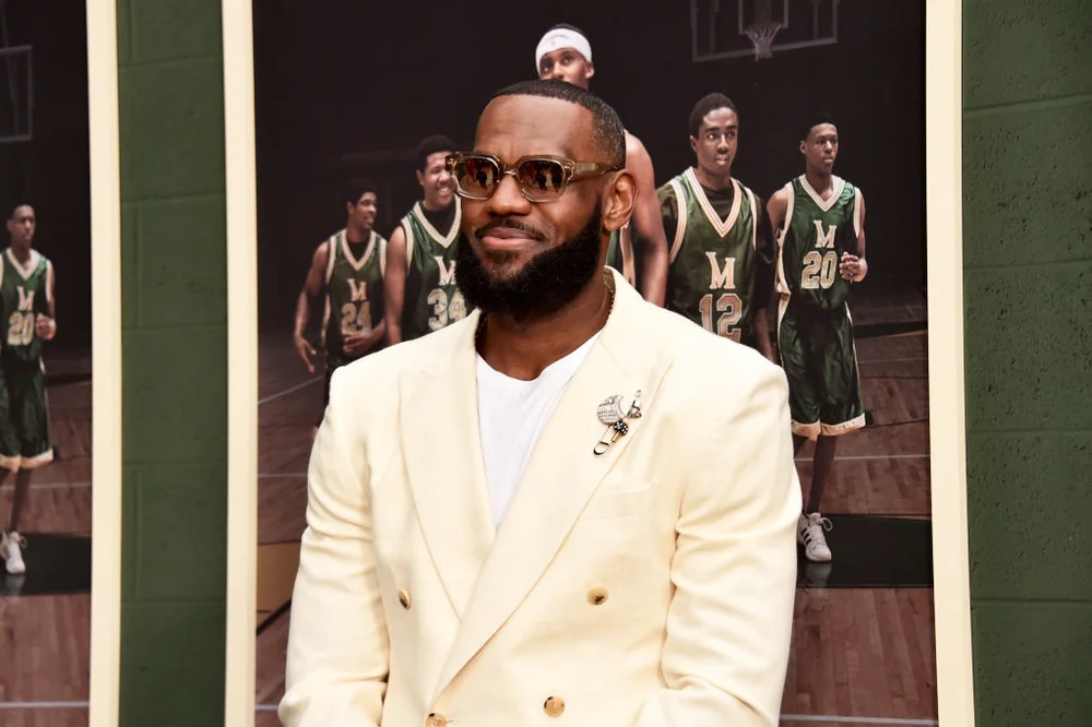 LeBron James attends the Los Angeles premiere of Universal Pictures' "Shooting Stars"