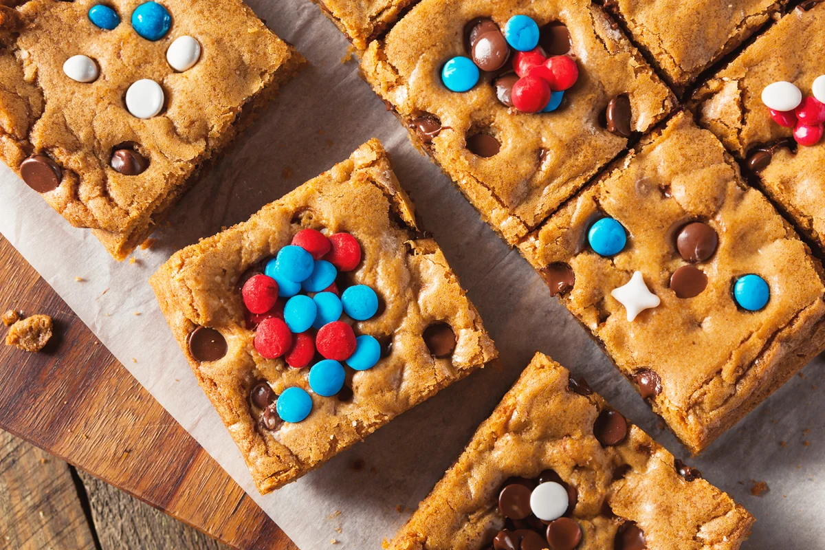 Homemade Blondies with Chocolate Chips and Sprinkles