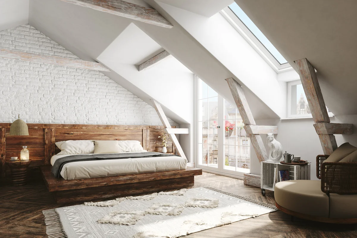 Scandinavian Style Attic Bedroom Interior