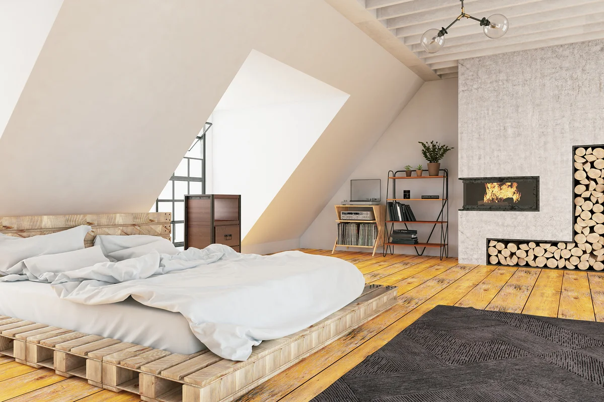 Loft Bedroom with Fireplace