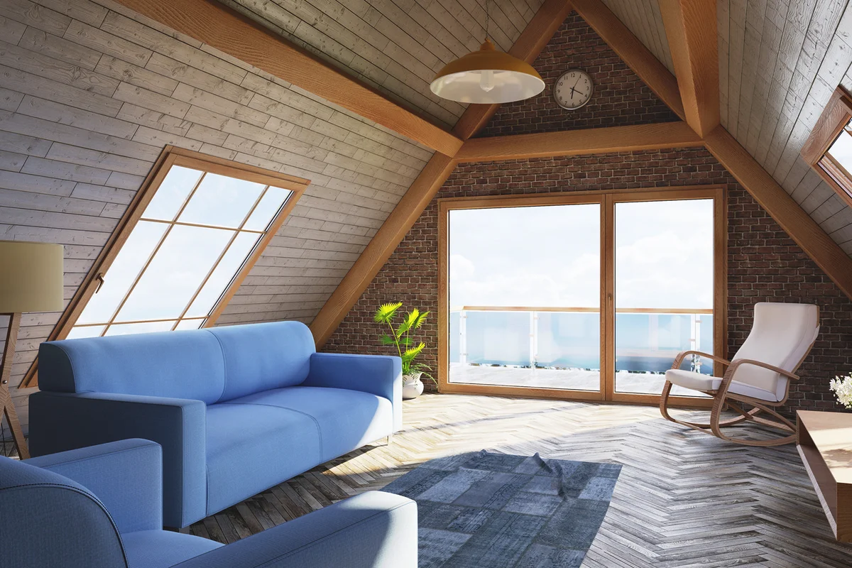 Loft attic living room concept
