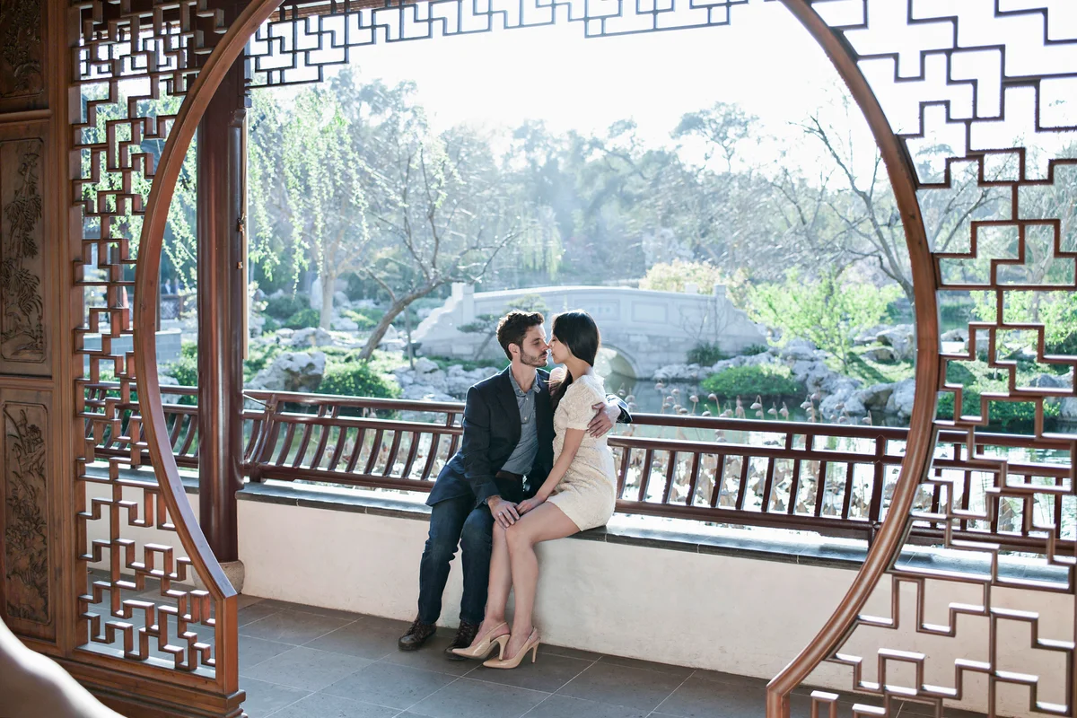 Man and woman kissing outdoors