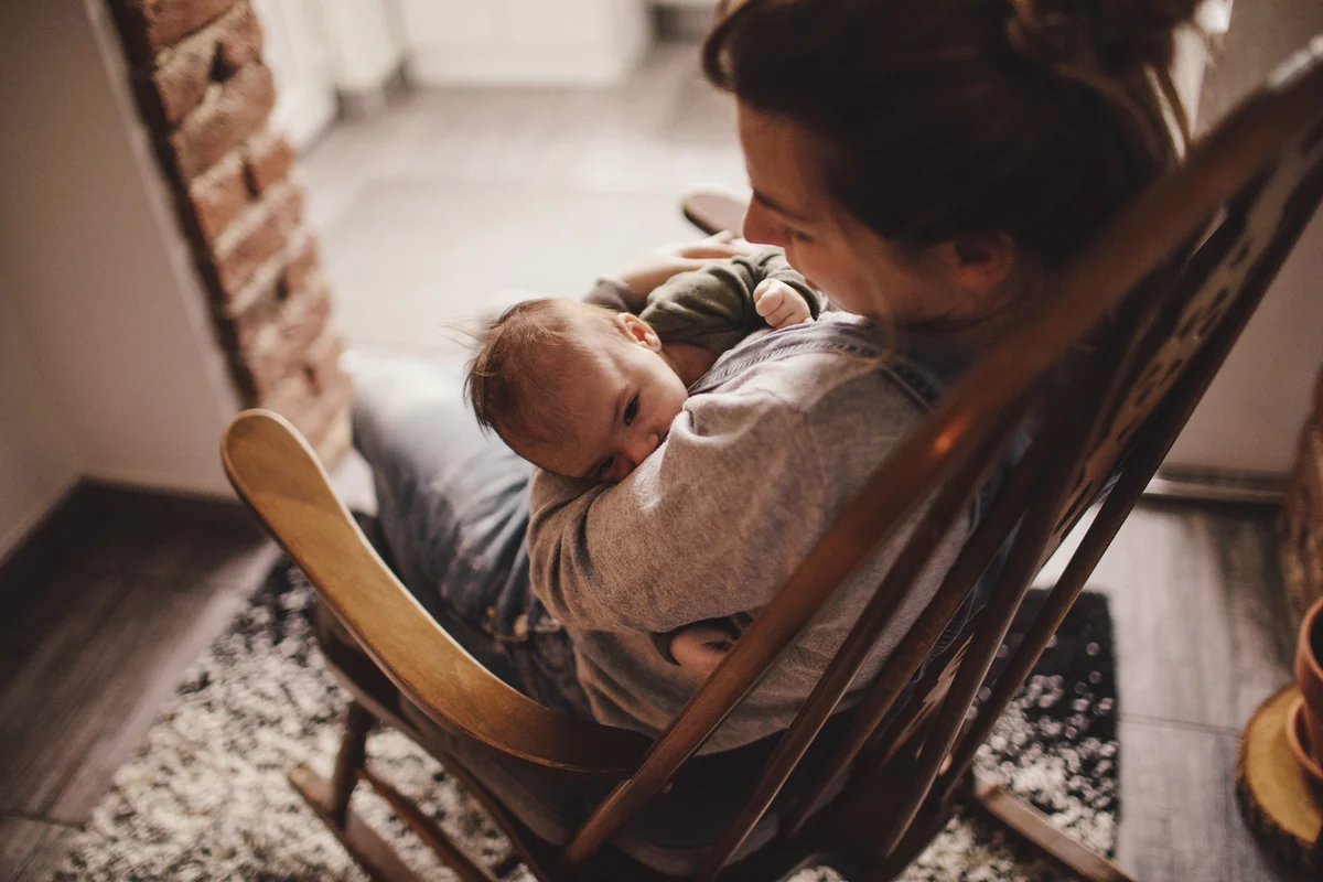 Mommy and baby in a rocking chair
