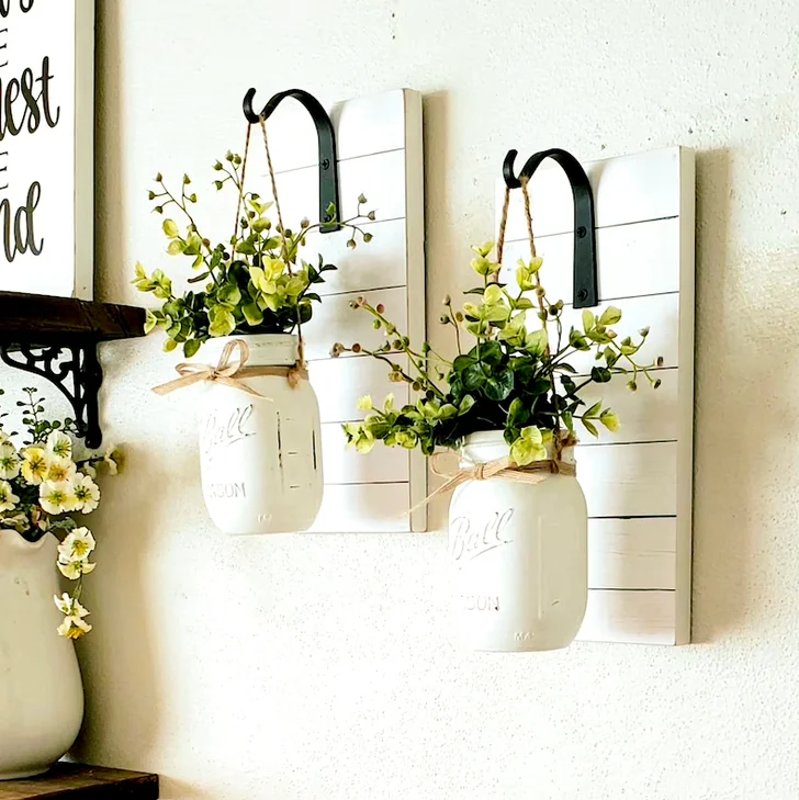 Set of Two Hanging Mason Jar Sconces