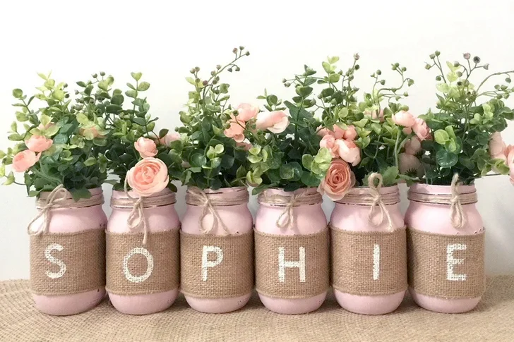 Baby Shower Mason Jar Centerpieces