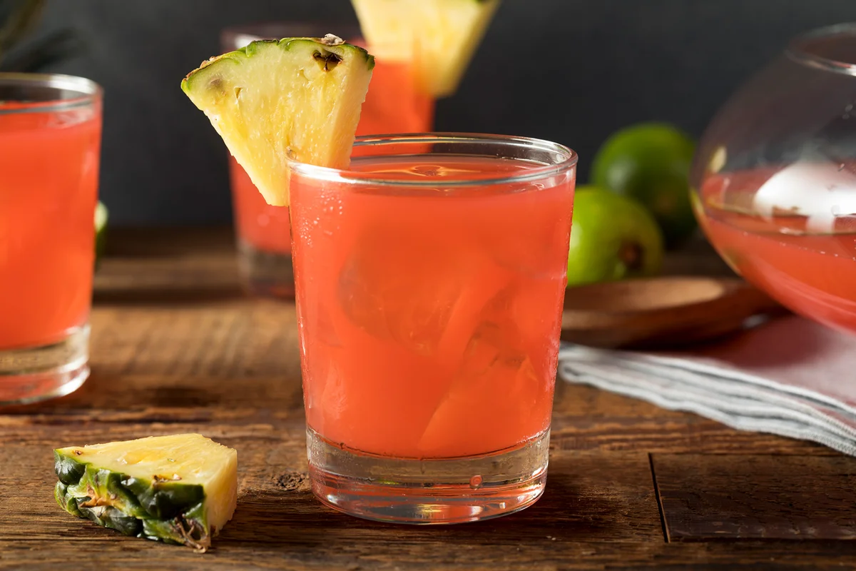 Homemade Jamaican Rum Punch with Lime and Pineapple