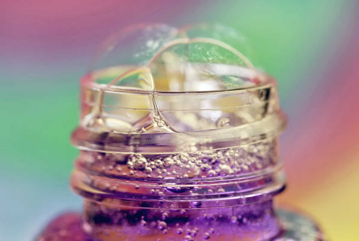 Bottle of bubbling liquid