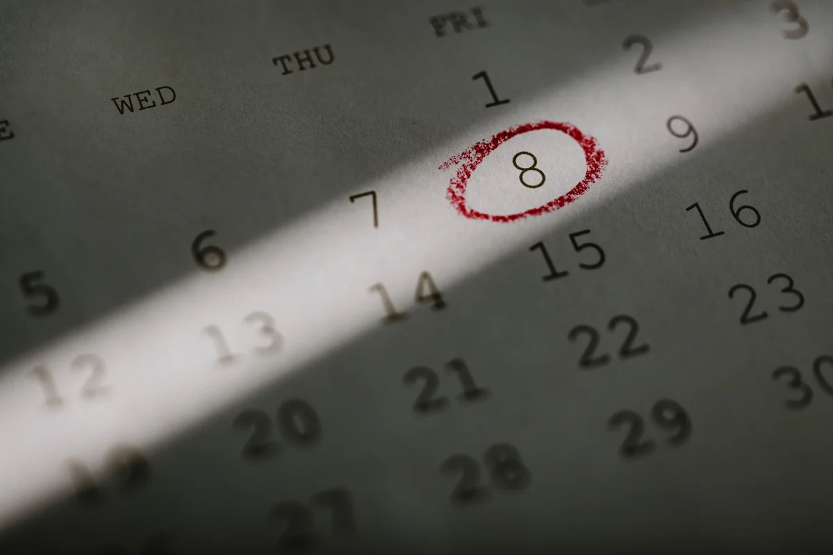 Red circle marking on a calendar