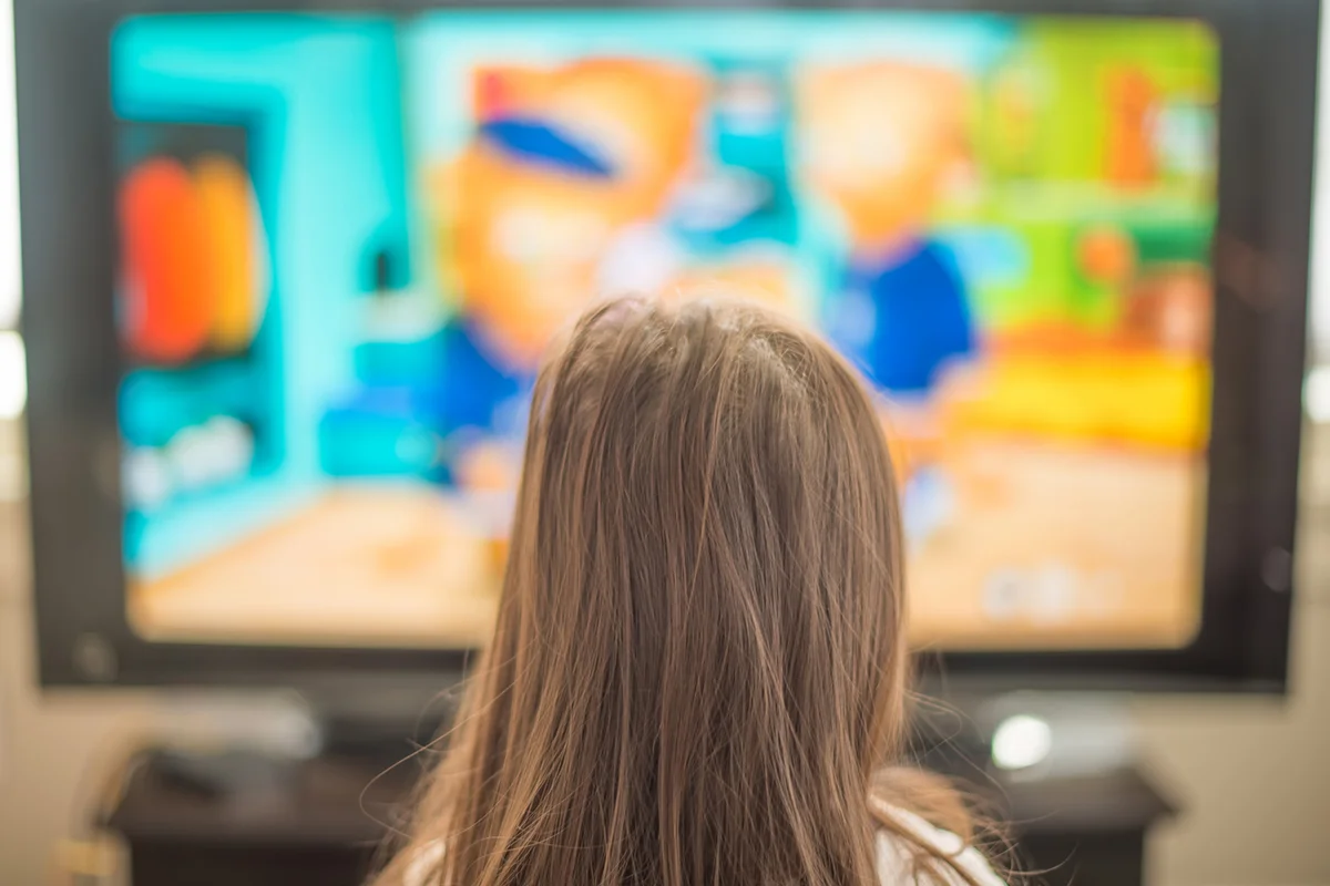 girl watching television