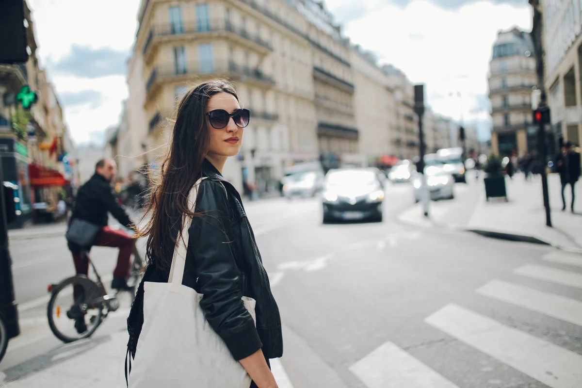 Young Parisian woman walking