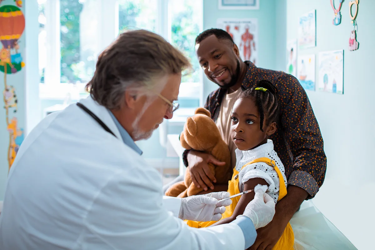 Little girl getting vaccinated