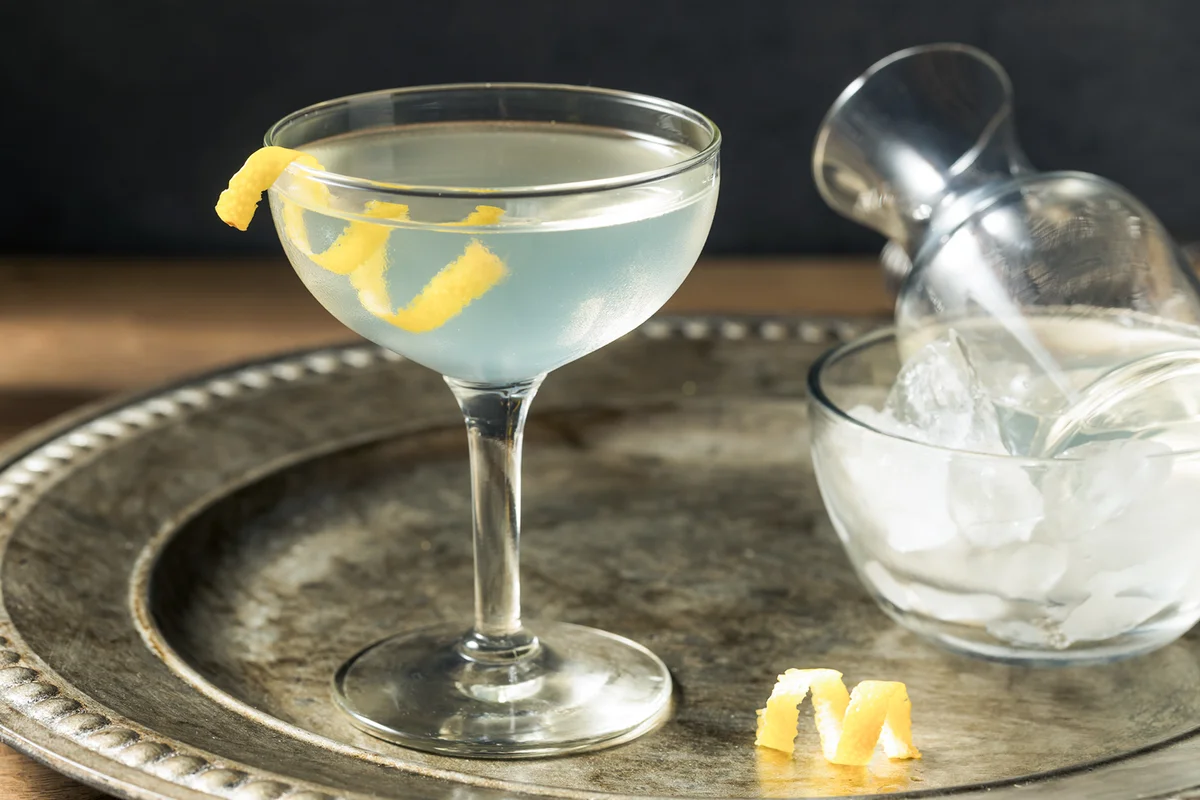 Refreshing Dry Martini with a Lemon Garnish