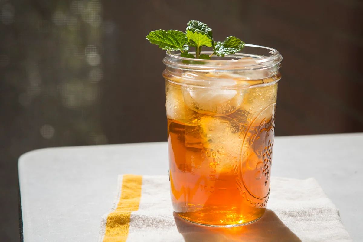 Iced Tea and Mint in Glass Jar