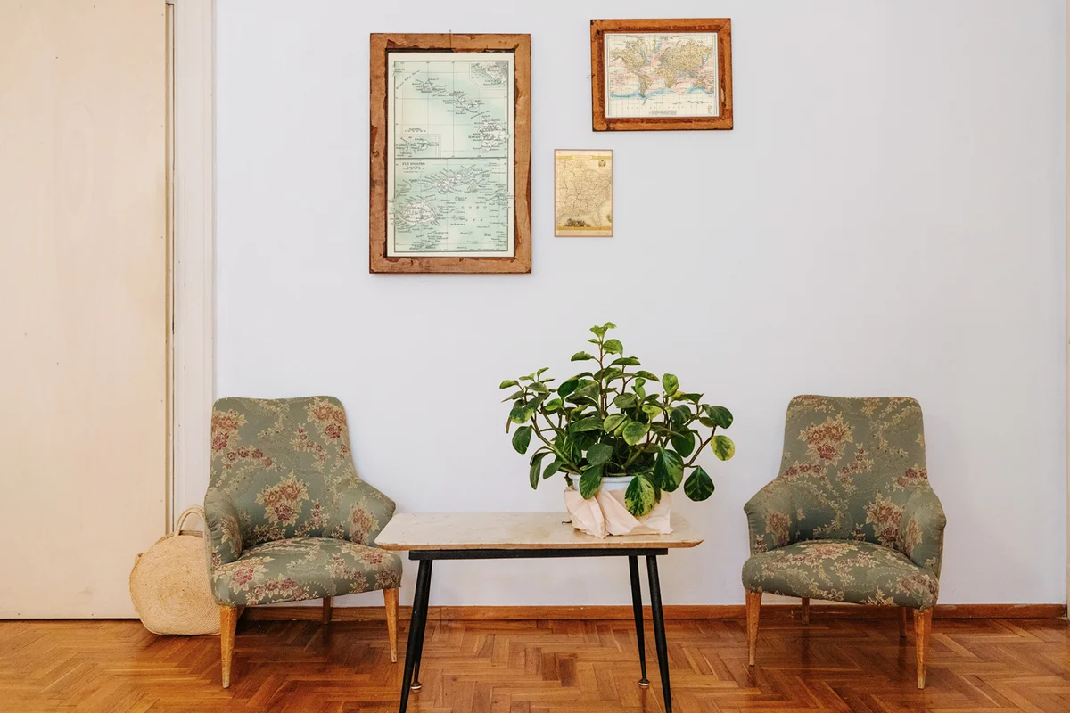 Living room with coffee table and sofa chairs