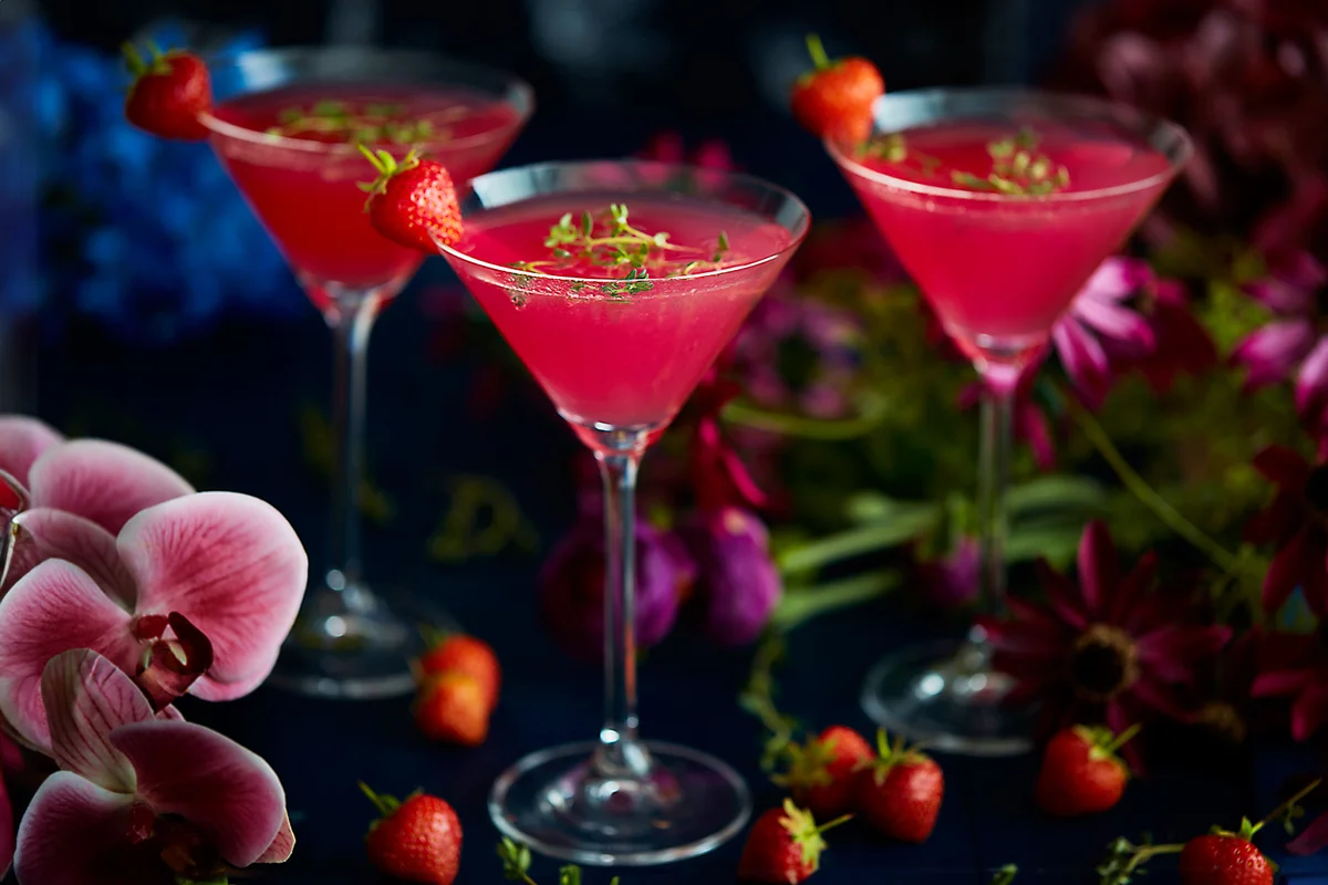 Cocktails in martini glass