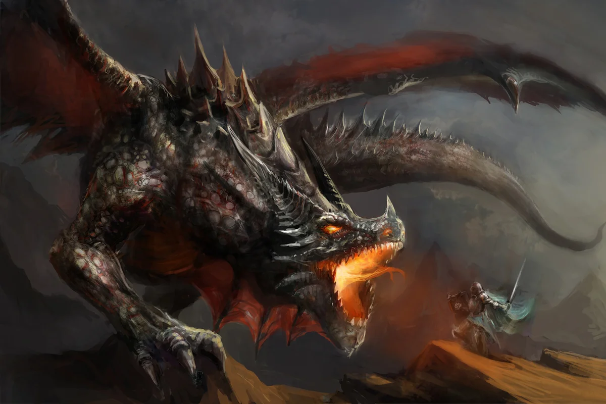 Knight fighting dragon