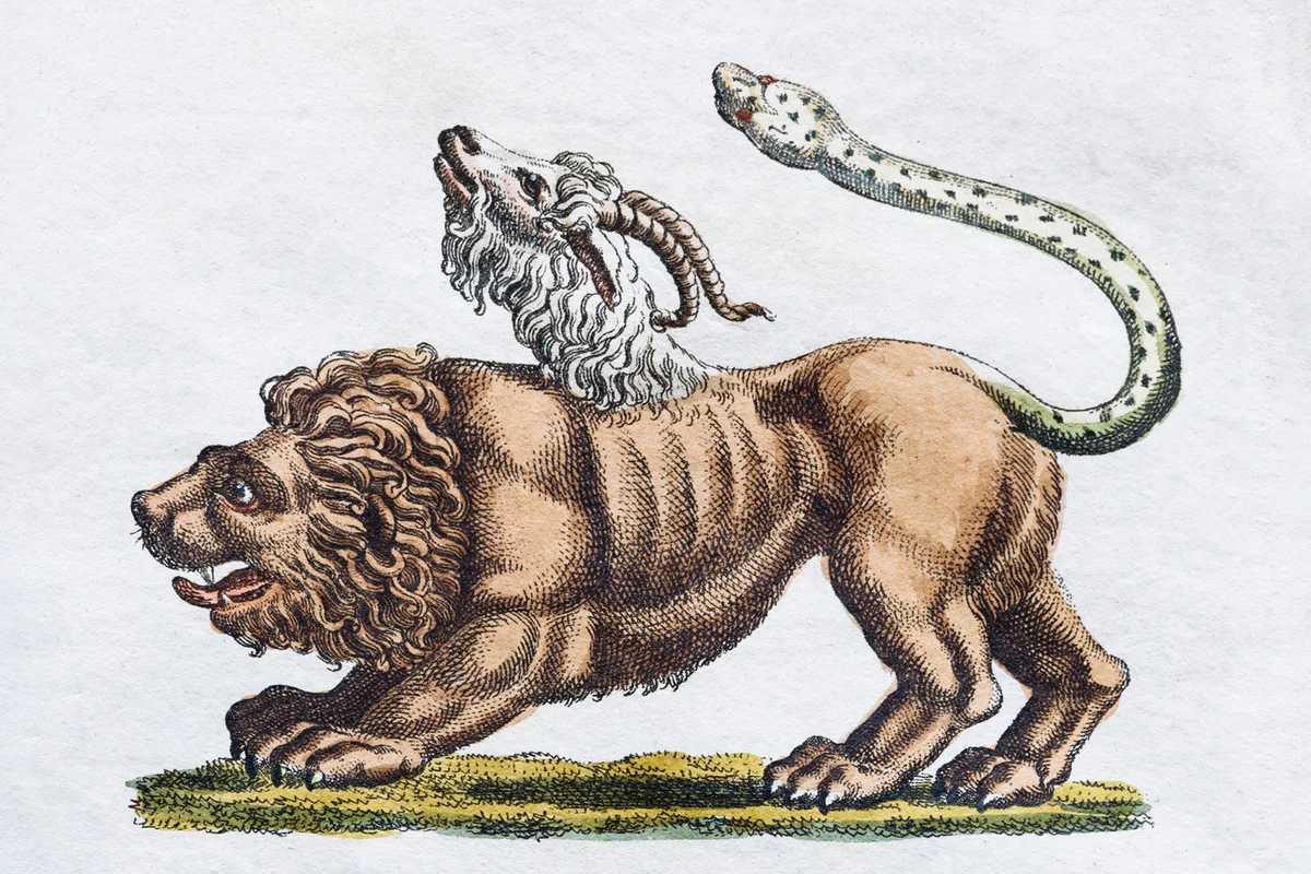 Chimera, handcoloured copper engraving from Friedrich Justin Bertuch Picture book for children, Weimar 1792