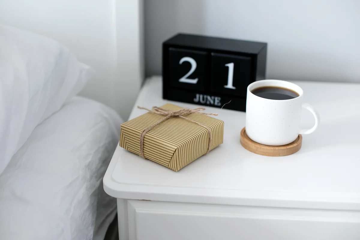 dorm nightstand with minimalist decor