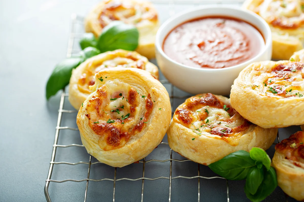 Ham and cheese rolls with marinara sauce