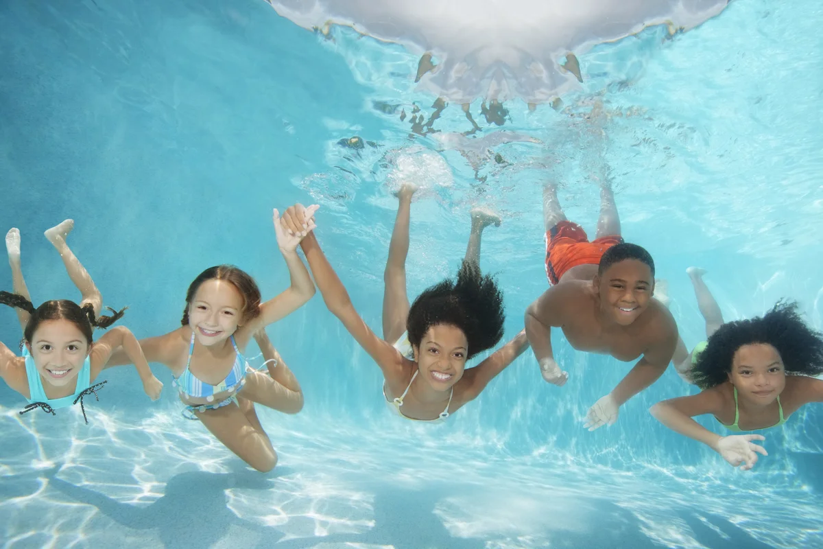 kids playing in swimming pool
