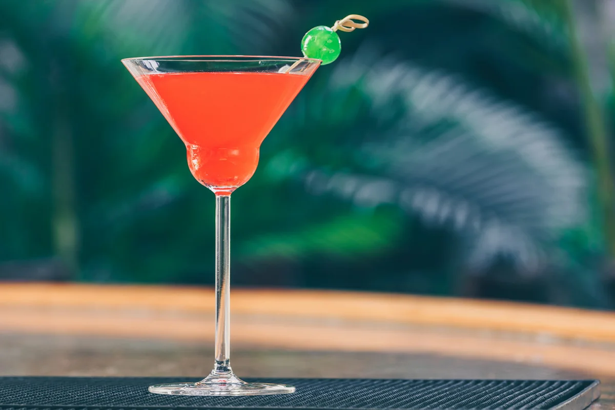 Strawberry margarita at the bar stand