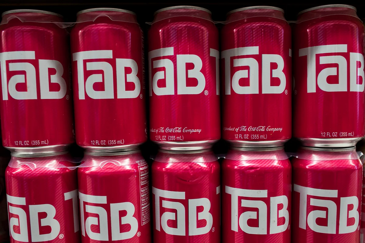 Cans of diet cola Tab brand soft drink produced by the Coca-Cola Company